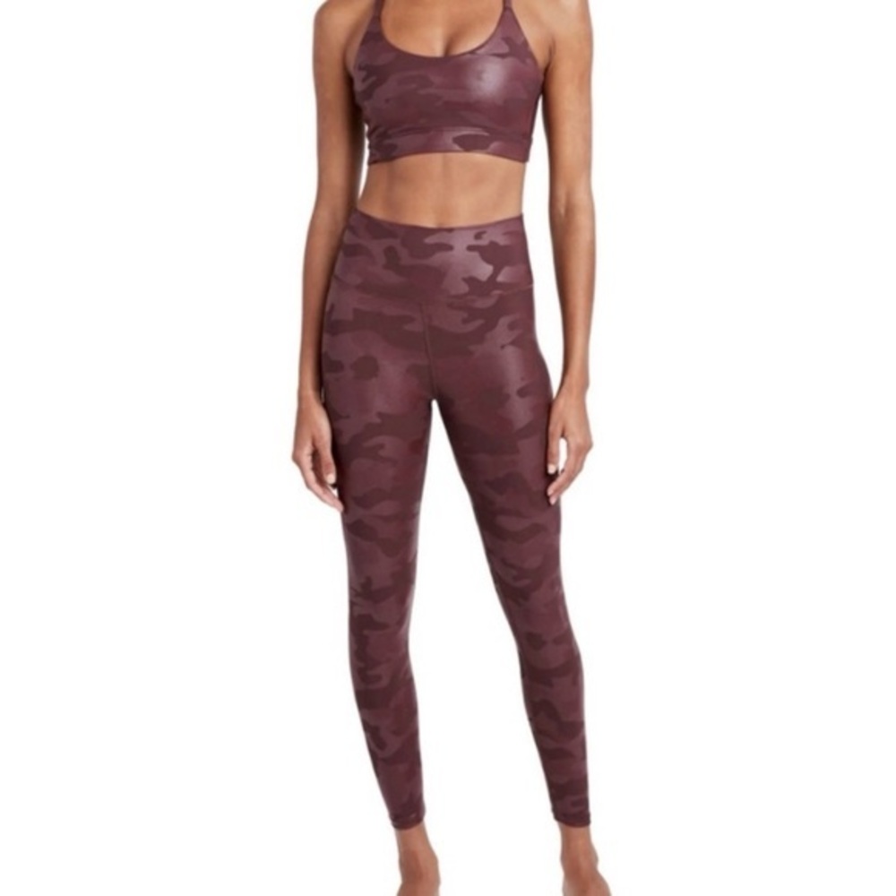 Sage Collective Red Oxblood Hi-Rise Camo Leggings Women Size XL Activewear